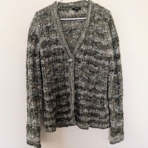 GNW Green/Grey/Neutral Wool Blend Open Knit Cardigan Women's size XL
